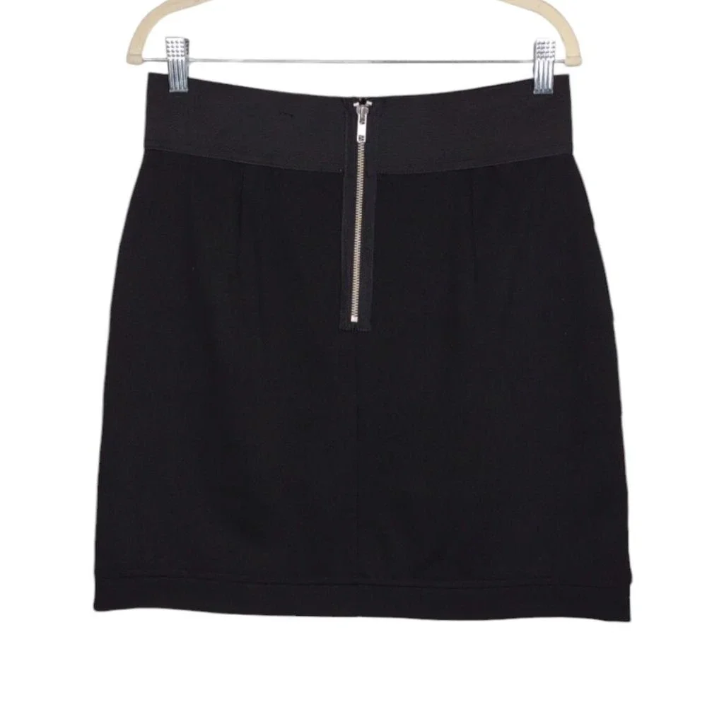 Allen B. By Allen Schwartz Black Skirt Studded Pull-on Zip Up Mini Skirt Medium